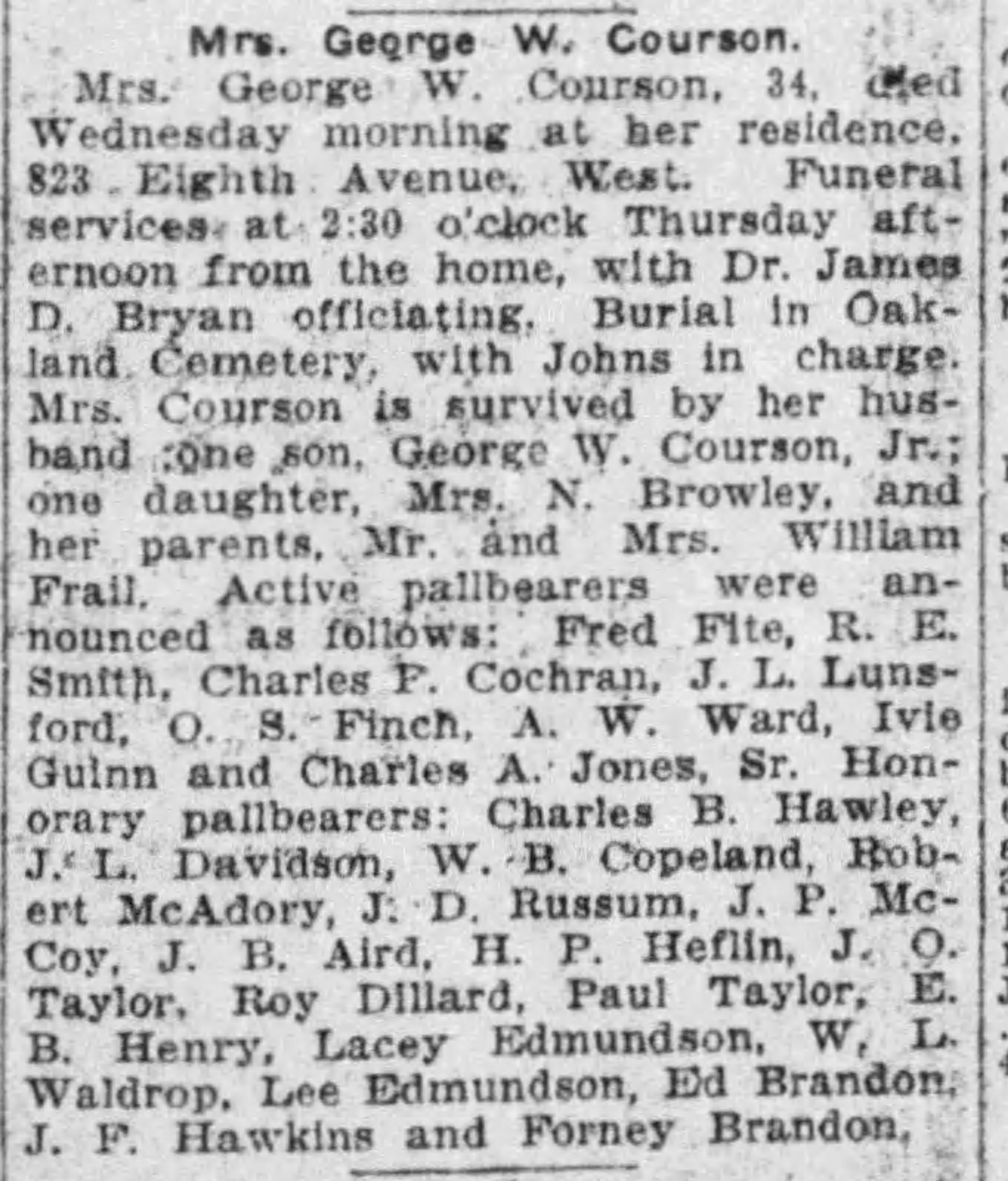 Mrs. George W. Courson